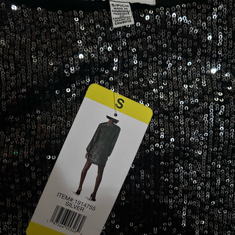 Steve Madden Women’s Sequin Cocktail Mini Dress - Silver & Black - Small NWT - Picture 10 of 12